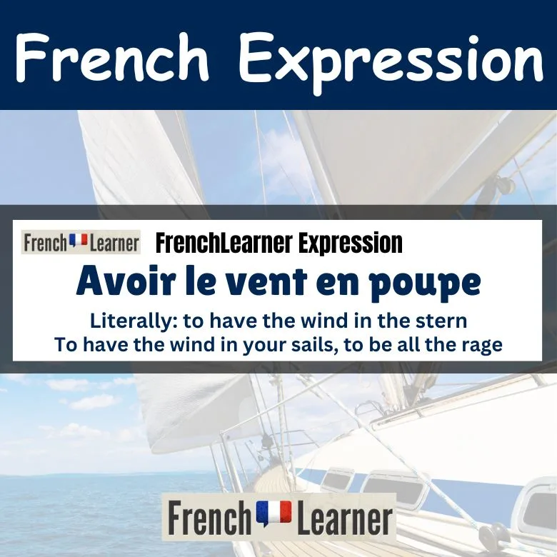 Avoir le vent en poupe - To have the wind in your sails, to be all the rage.