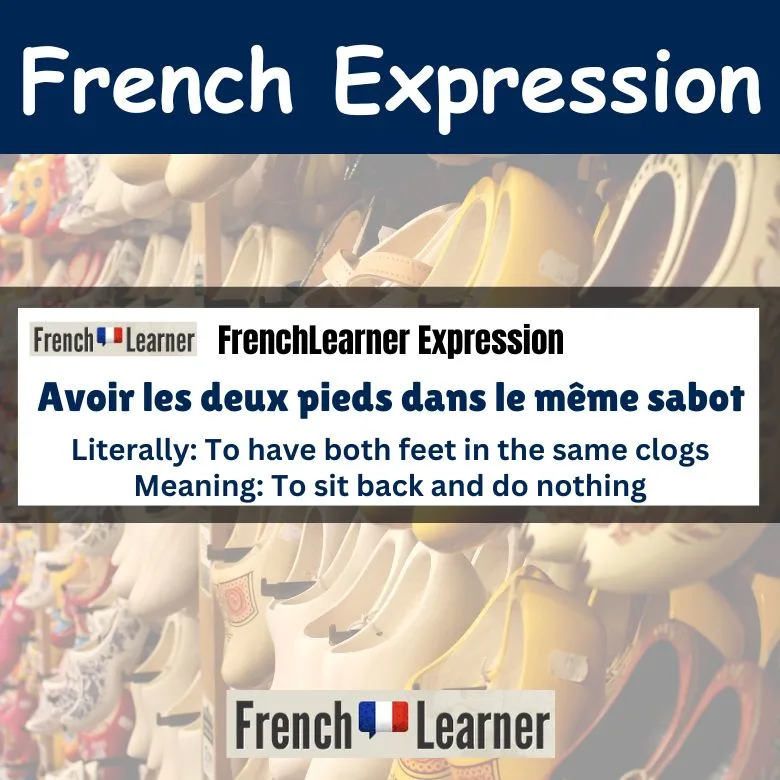 Avoir les deux pieds dans le m&ecirc;me sabot - to sit back and do nothing.