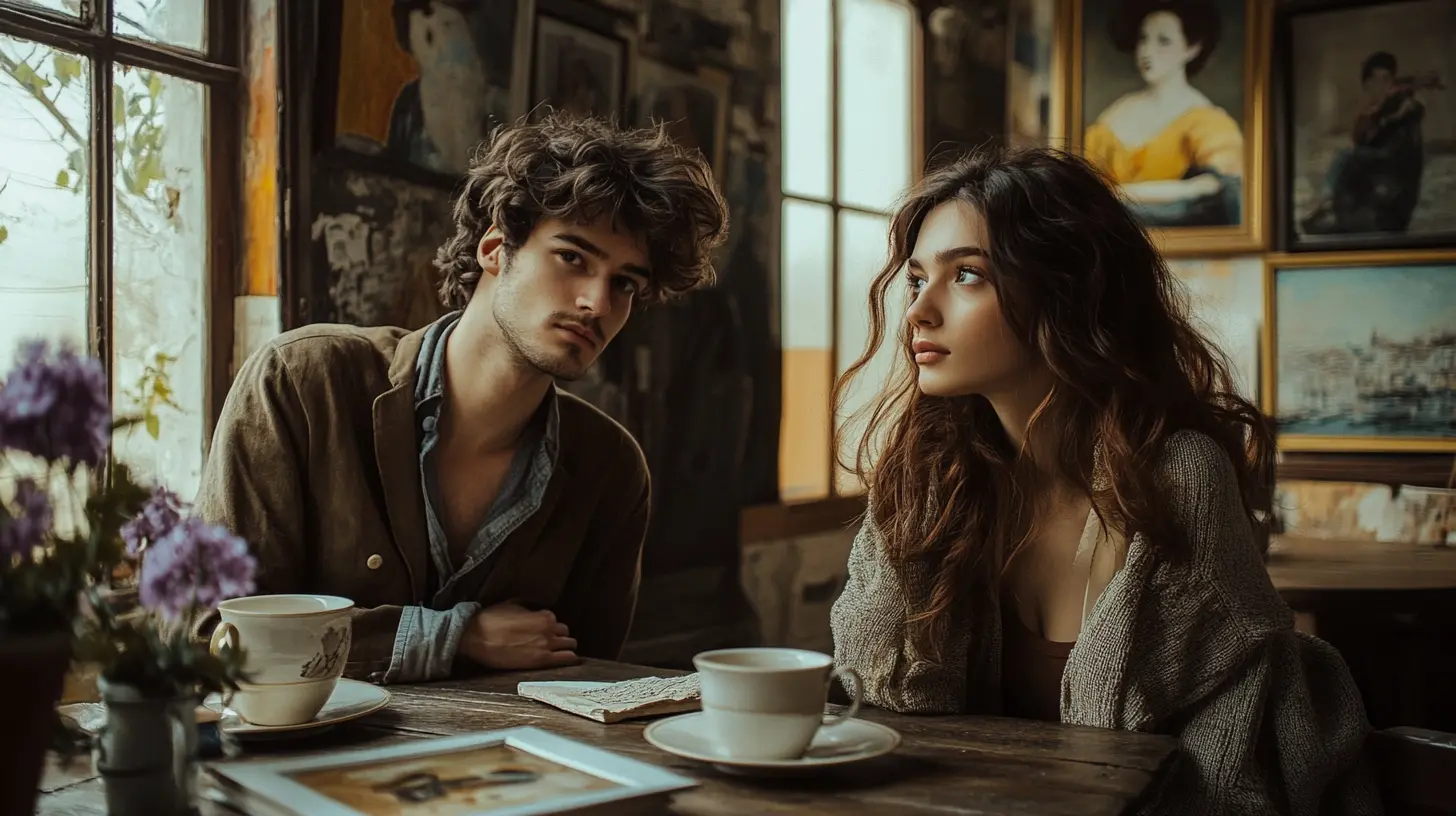 A young bohemian couple in a Paris attic studio, inspired by the song &ldquo;La Boh&egrave;me&rdquo; by Charles Aznavour. Romantic and nostalgic 1960s atmosphere.