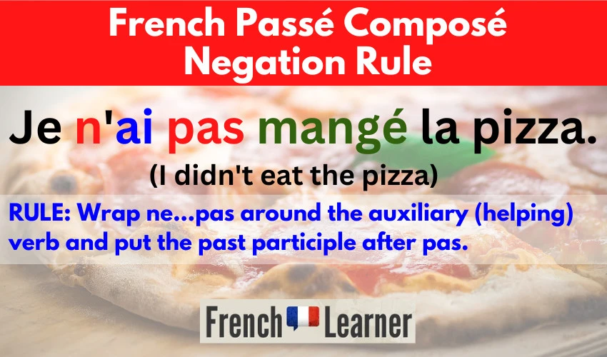 French pass&eacute; compos&eacute; negation rule exaplained.