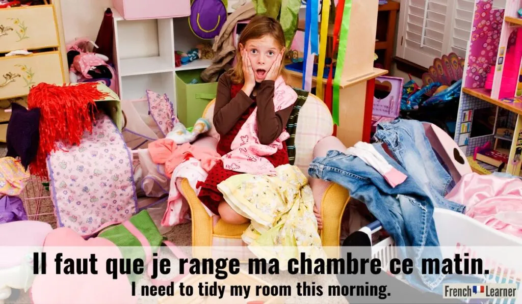 Example of how to use the verb "ranger" in French