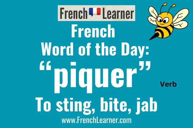 Piquer is a French verb that means to sting, to bite and to jab. 