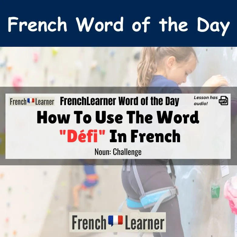 Le d&eacute;fi - French masculine noun meaning challenge.