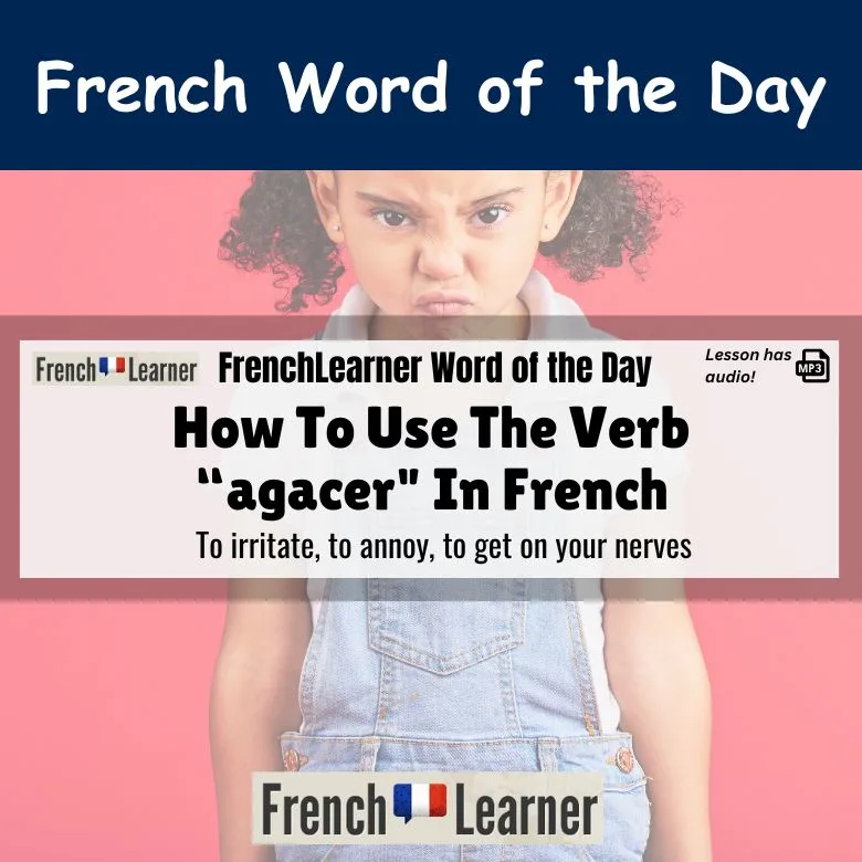 Agacer - French verb meaning to irritate, to annoy, to get on your nerves.
