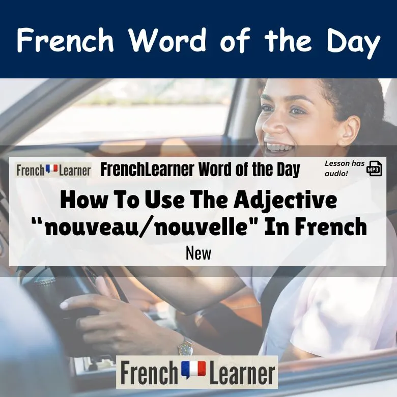 Nouveau, nouvelle - French adjective meaning new.