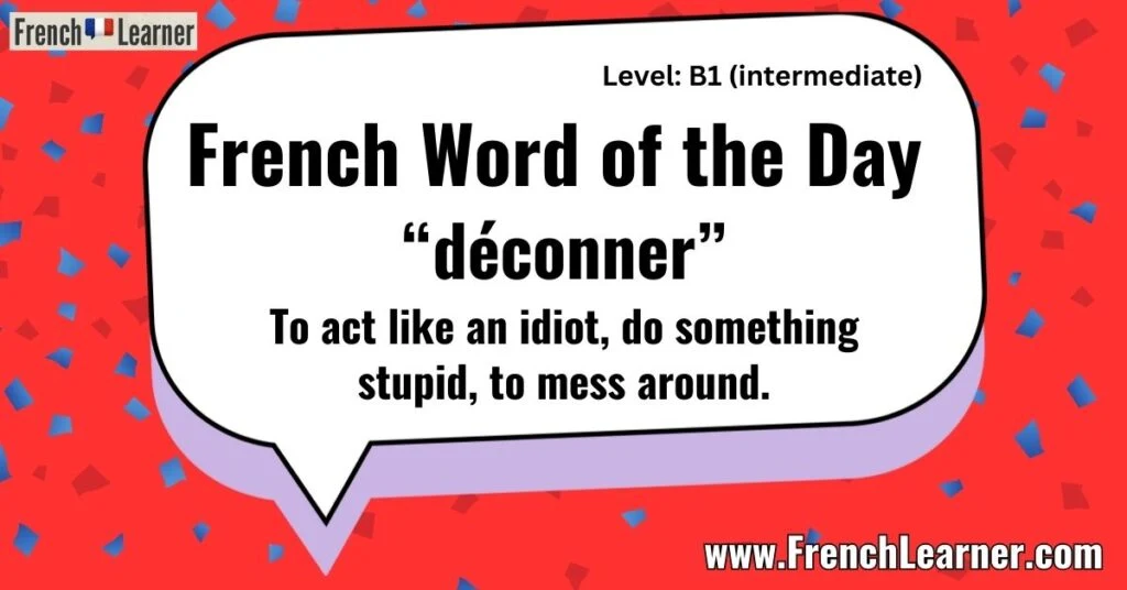 French Word of the Day: &ldquo;d&eacute;conner&rdquo; - To act like an idiot, do something stupid, to mess around.