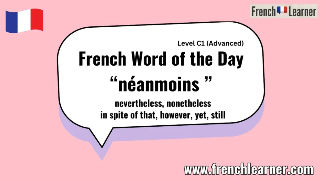 French Word of the Day &ldquo;n&eacute;anmoins &rdquo; nevertheless, nonetheless in spite of that, however, yet, still