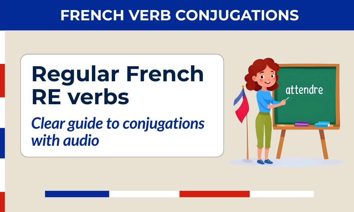 Regular French RE verbs &mdash; clear guide to conjugations with audio